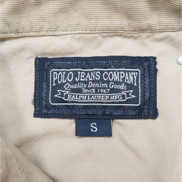Polo Jeans Co Corduroy Button Up Shirt Women's Small Blue Ralph Lauren Military - Picture 5 of 6
